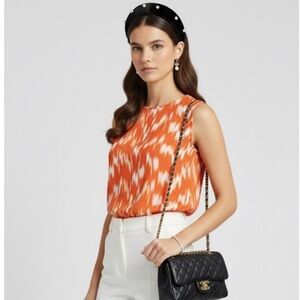Banana Republic Orange Semi Sheer Sleeveless Blouse